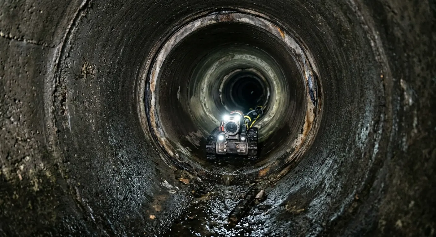 Robotic sewer camera inspecting pipe interior for Drain Snake Service in South Hill